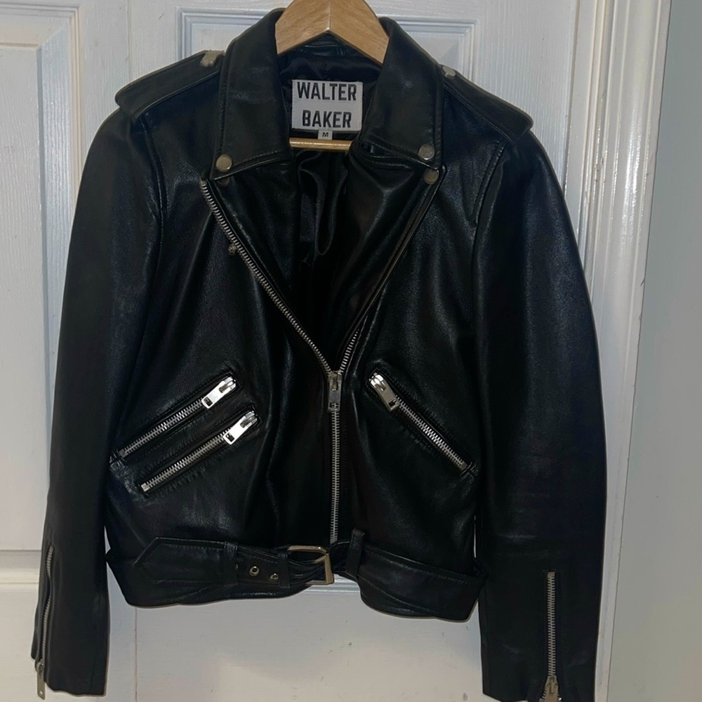 Walter Baker NWOT leather moto jacket. Never worn. Soft and stylish. No flaws.
